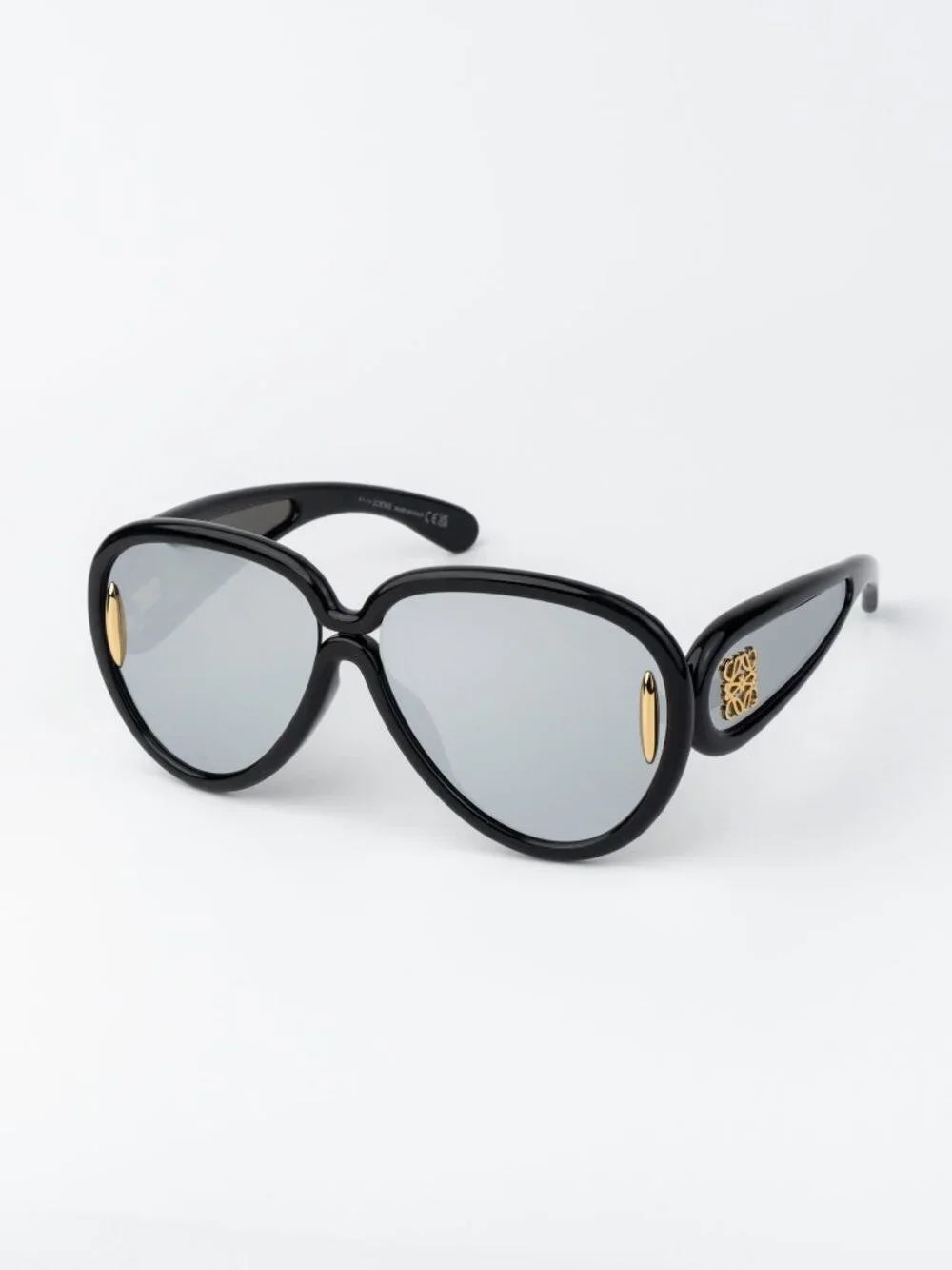 Loewe X PAULA'S IBIZA Men Sunglasses Black Silver Mirror Wave Pilot LW40132I 01C